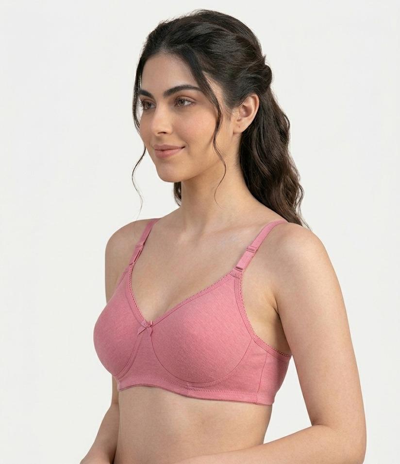 Comfort Lady Cotton Wire Free Women's Non-Padded Full Coverage Bra|Label Free All Day Comfort Bra  - PEACH BLOSSOM