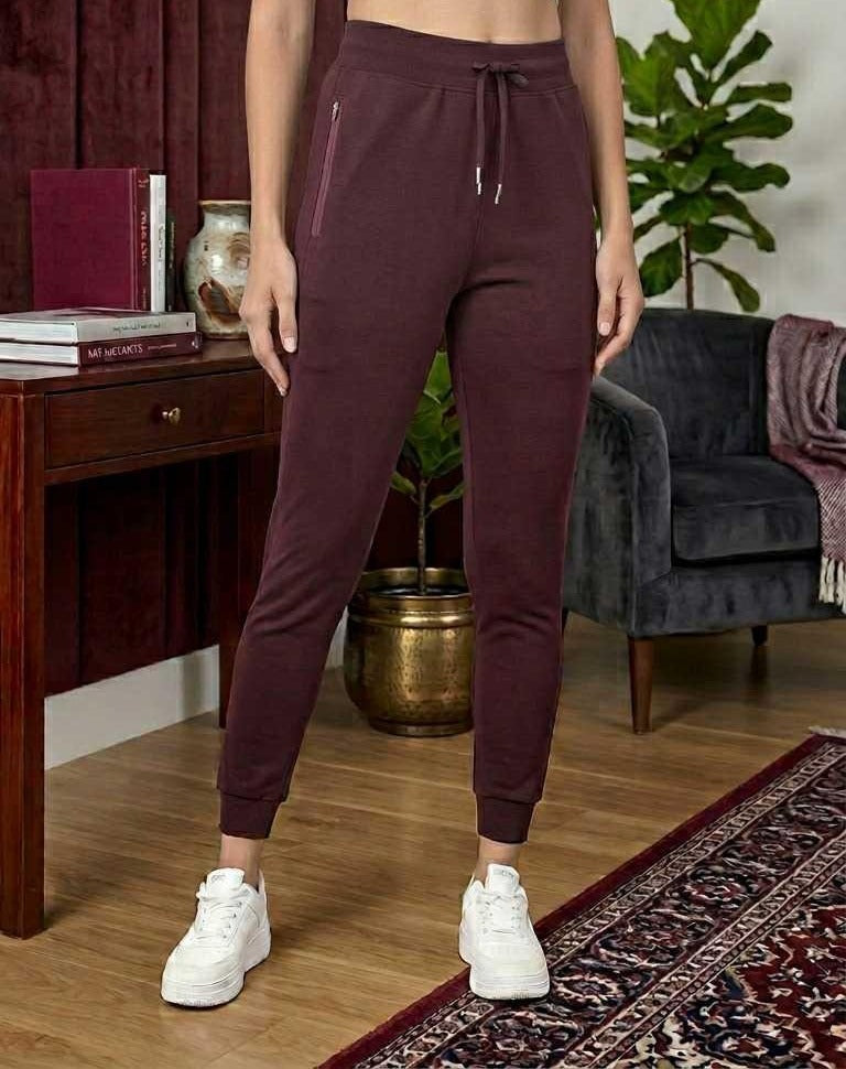 Dark Brown Joggers for Women | Soft Cotton, Comfortable Fit | Comfort Lady