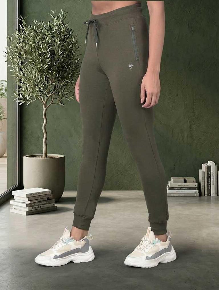 Dark Olive Joggers for Women | Soft Cotton, Comfortable Fit | Comfort Lady