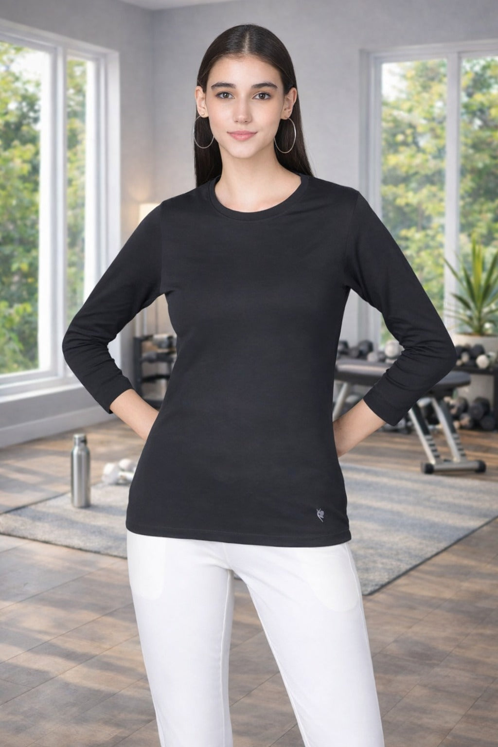 Comfort Lady Regular Fit Round Neck Plain Full Sleeve T-Shirt