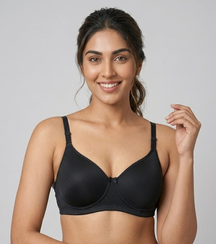 Comfort Lady CL-922 Women Padded Wirefree Bra High Coverage Daily Wear - BLACK