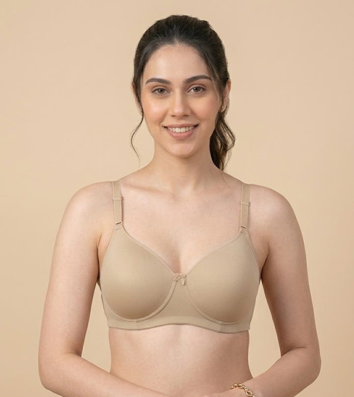 Comfort Lady CL-922 Women Padded Wirefree Bra High Coverage Daily Wear - SKIN