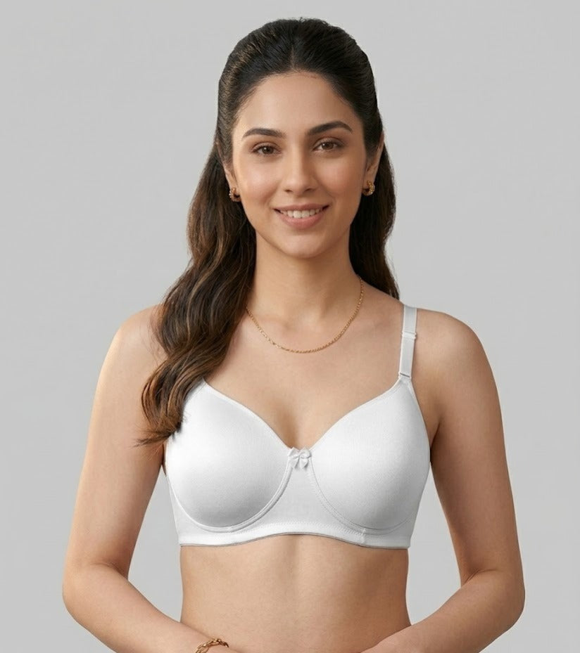Comfort Lady CL-922 Women Padded Wirefree Bra High Coverage Daily Wear - WHITE