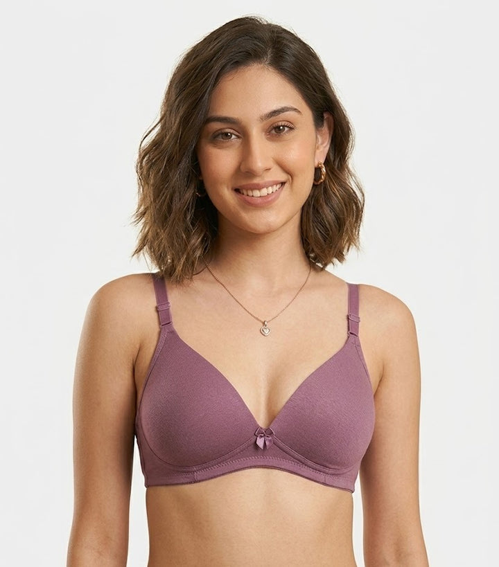 Comfort Lady CL-922 Women Padded Wirefree Bra High Coverage Daily Wear - WINE