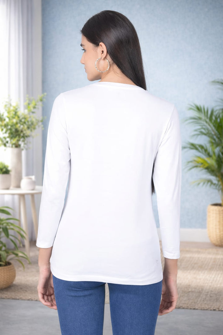 Comfort Lady Regular Fit Round Neck Plain Full Sleeve T-Shirt