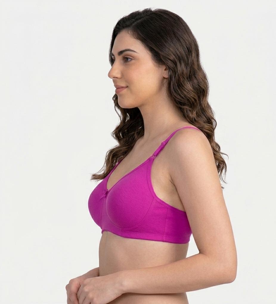 Comfort Lady Cotton Wire Free Women's Non-Padded Secret Support Bra - FUSCHIA