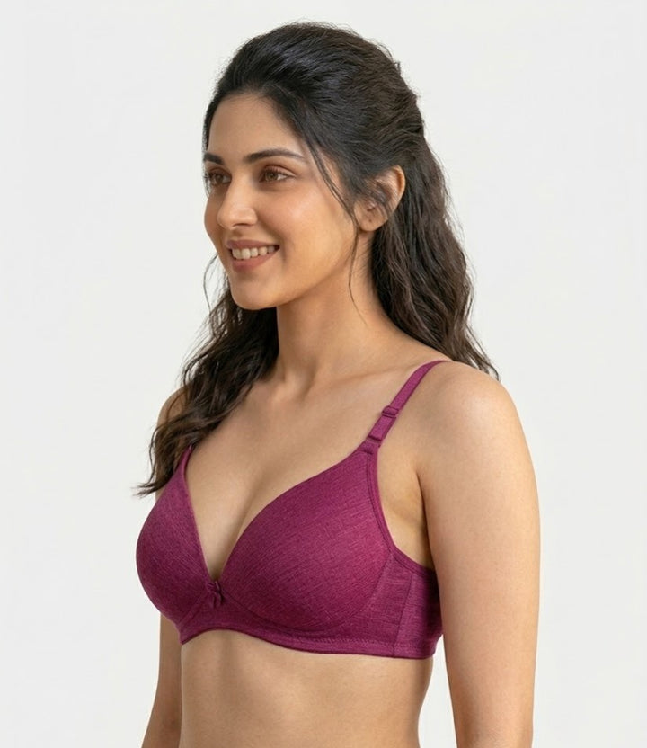 Comfort Lady Women’s Padded Wireless Cotton Bra| High Coverage All-Day Comfort - FUSCHIA