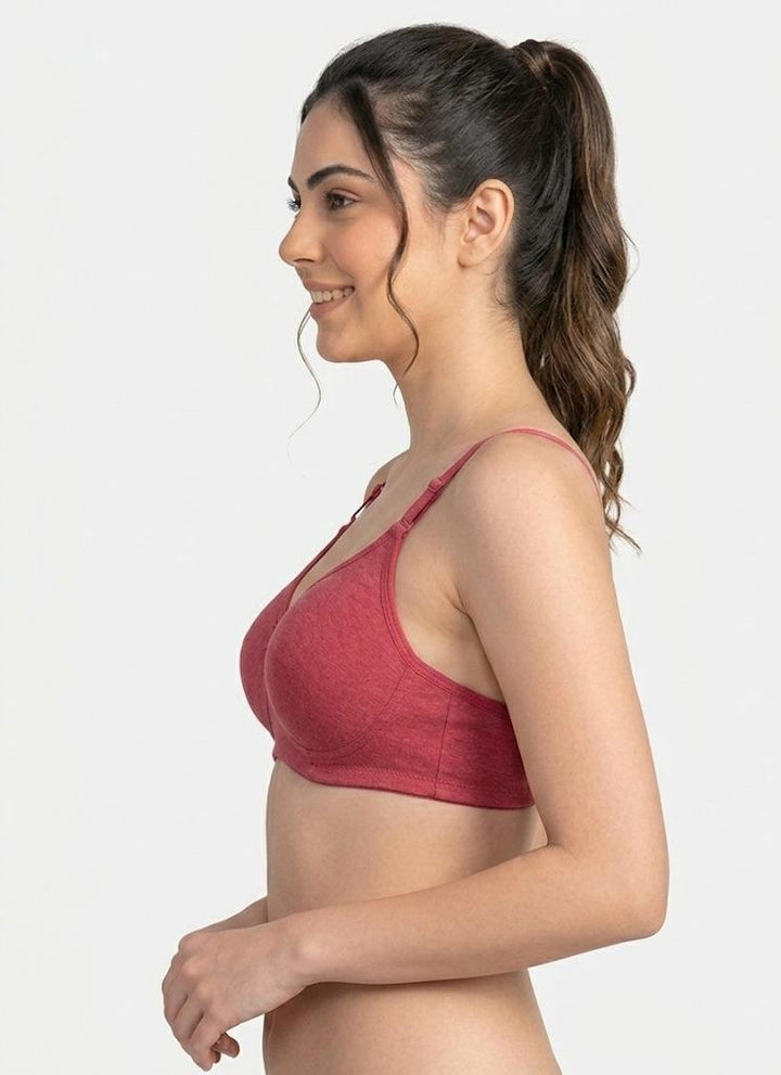 Comfort Lady Cotton Wire Free Women's Non-Padded Full Coverage Bra|Label Free All Day Comfort Bra  - POPPY RED