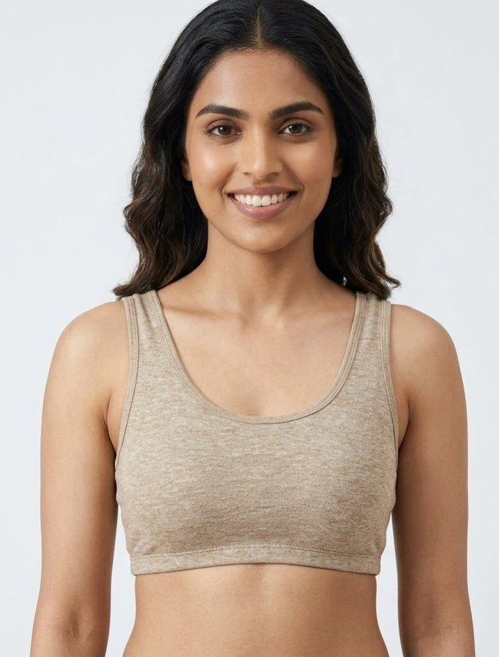 Comfort Lady Women’s Cotton Beginners Bra | Wire-Free, Label-Free, Daily Wear  - SKIN