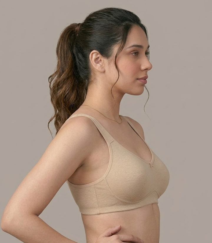 Comfort Lady Cotton Wire Free Women's Non-Padded Secret Support Bra - SKIN