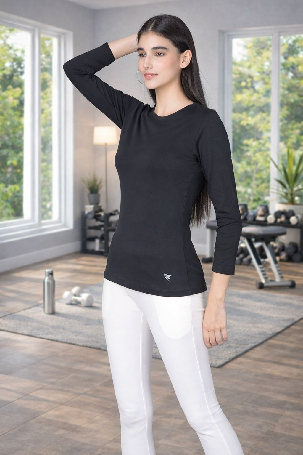 Comfort Lady Regular Fit Round Neck Plain Full Sleeve T-Shirt