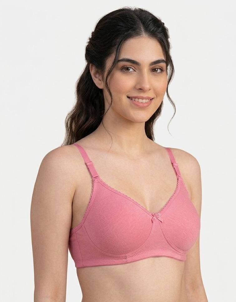 Comfort Lady Cotton Wire Free Women's Non-Padded Full Coverage Bra|Label Free All Day Comfort Bra  - PEACH BLOSSOM