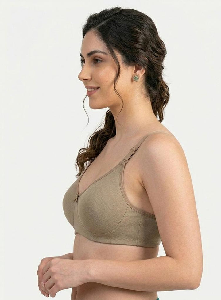 Comfort Lady Cotton Wire Free Women's Non-Padded Full Coverage Bra|Label Free All Day Comfort Bra  - SKIN