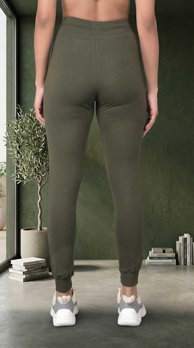 Dark Olive Joggers for Women | Soft Cotton, Comfortable Fit | Comfort Lady