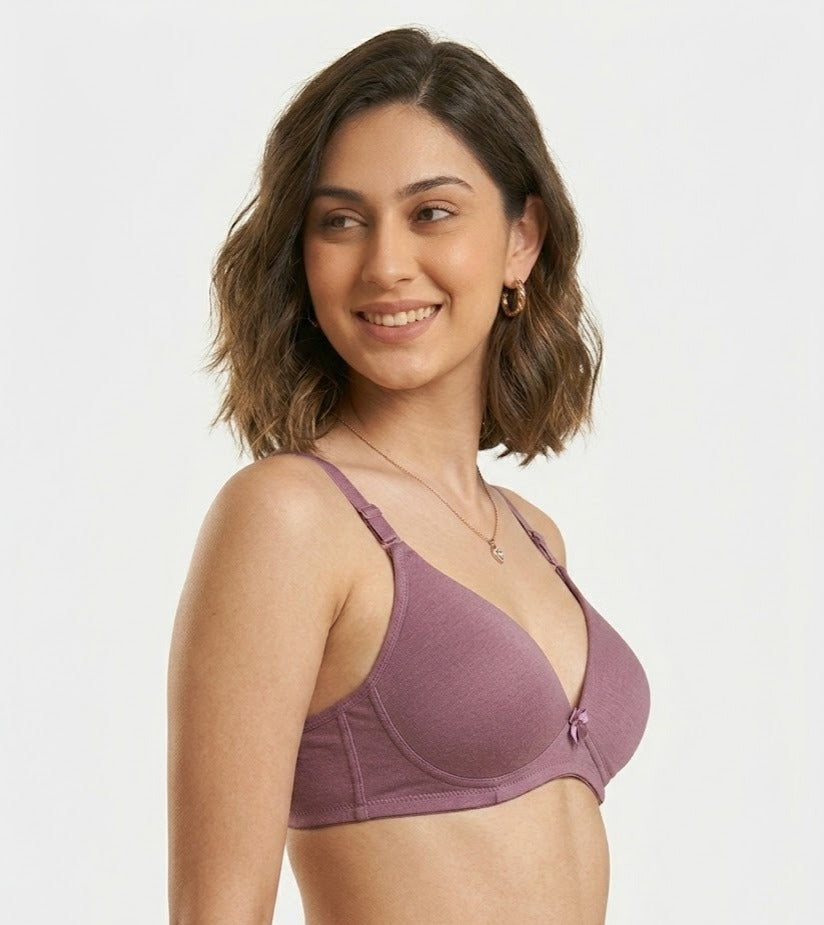Comfort Lady CL-922 Women Padded Wirefree Bra High Coverage Daily Wear - WINE