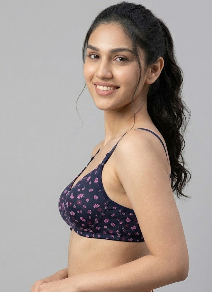 Comfort Lady Women’s Padded Wireless Cotton Bra| High Coverage All-Day Comfort - ASSORTED