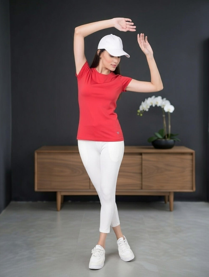 Comfort Lady Regular Fit Plain Half Sleeve T Shirt