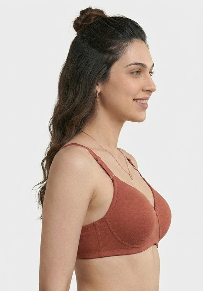 Comfort Lady Women’s Padded Wireless Cotton Bra| High Coverage All-Day Comfort - RED LOVE