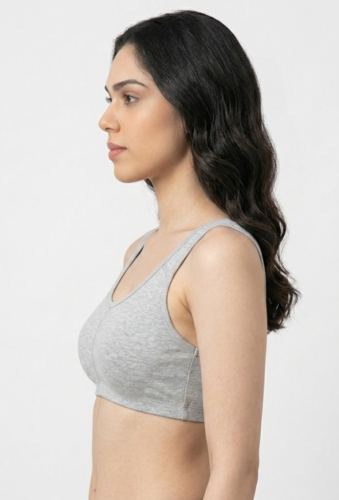 Comfort Lady Women’s Cotton Beginners Bra | Wire-Free, Label-Free, Daily Wear  - WHITE