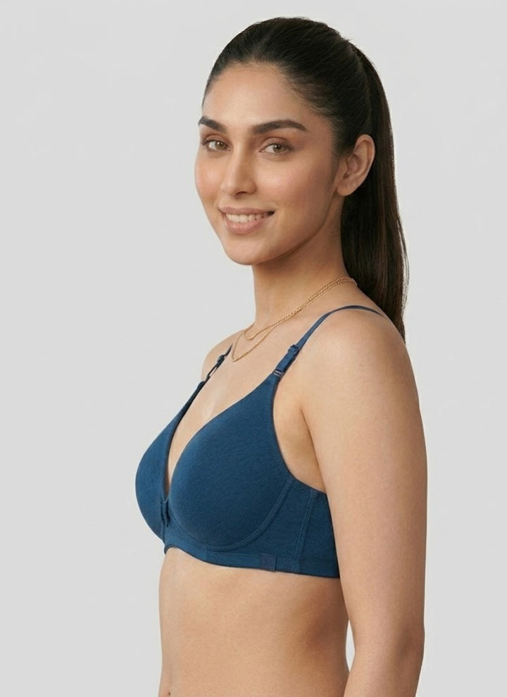Comfort Lady CL-922 Women Padded Wirefree Bra High Coverage Daily Wear - NAVY BLUE