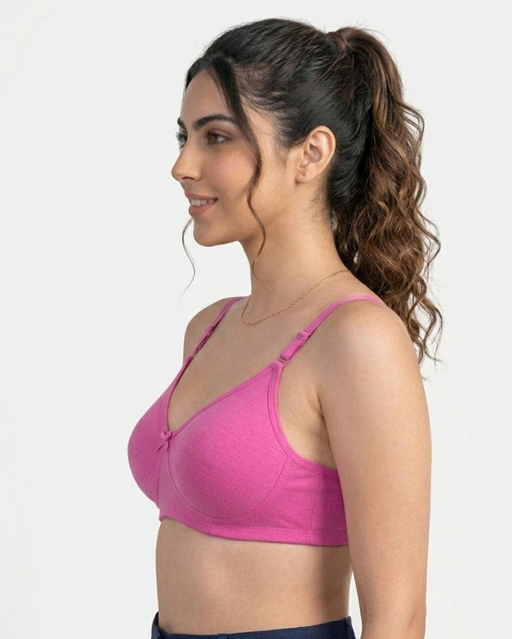 Comfort Lady Cotton Wire Free Women's Non-Padded Secret Support Bra - BABY PINK