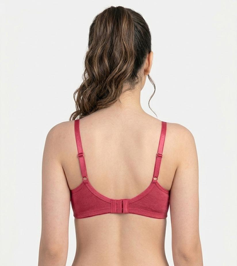 Comfort Lady Cotton Wire Free Women's Non-Padded Full Coverage Bra|Label Free All Day Comfort Bra  - POPPY RED