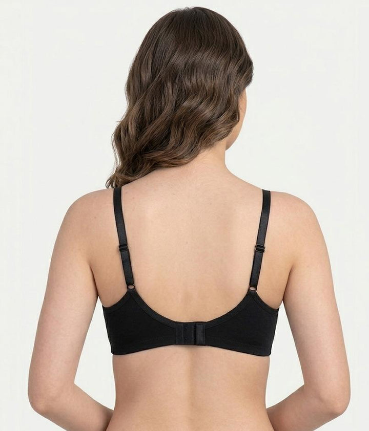 Comfort Lady Cotton Wire Free Women's Non-Padded Secret Support Bra - BLACK