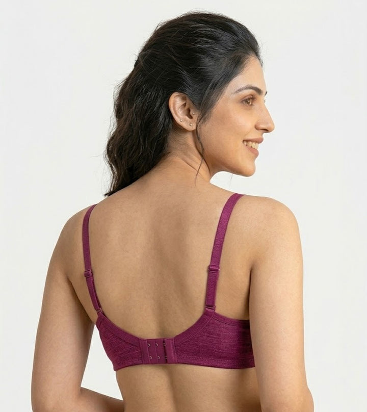Comfort Lady Women’s Padded Wireless Cotton Bra| High Coverage All-Day Comfort - FUSCHIA