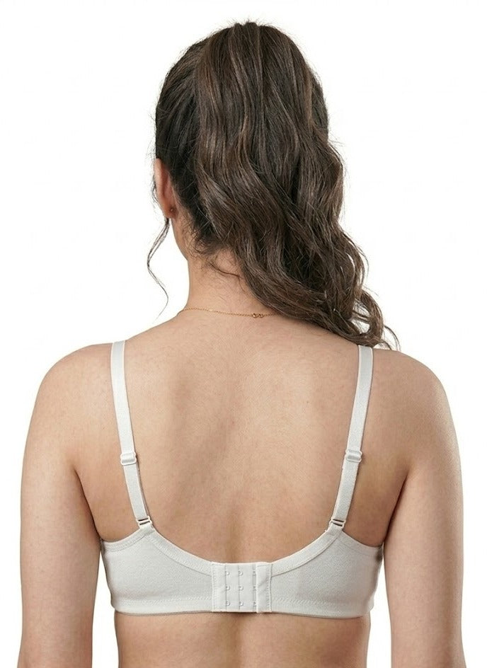Comfort Lady Women’s Padded Wireless Cotton Bra| High Coverage All-Day Comfort - WHITE