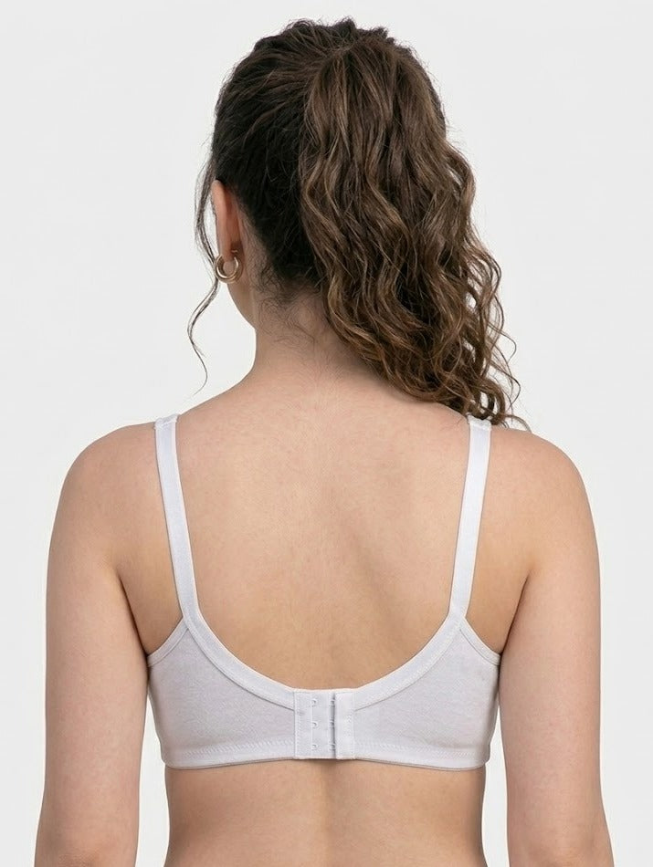 Comfort Lady Cotton Wire Free Women's Non-Padded Secret Support Bra - WHITE