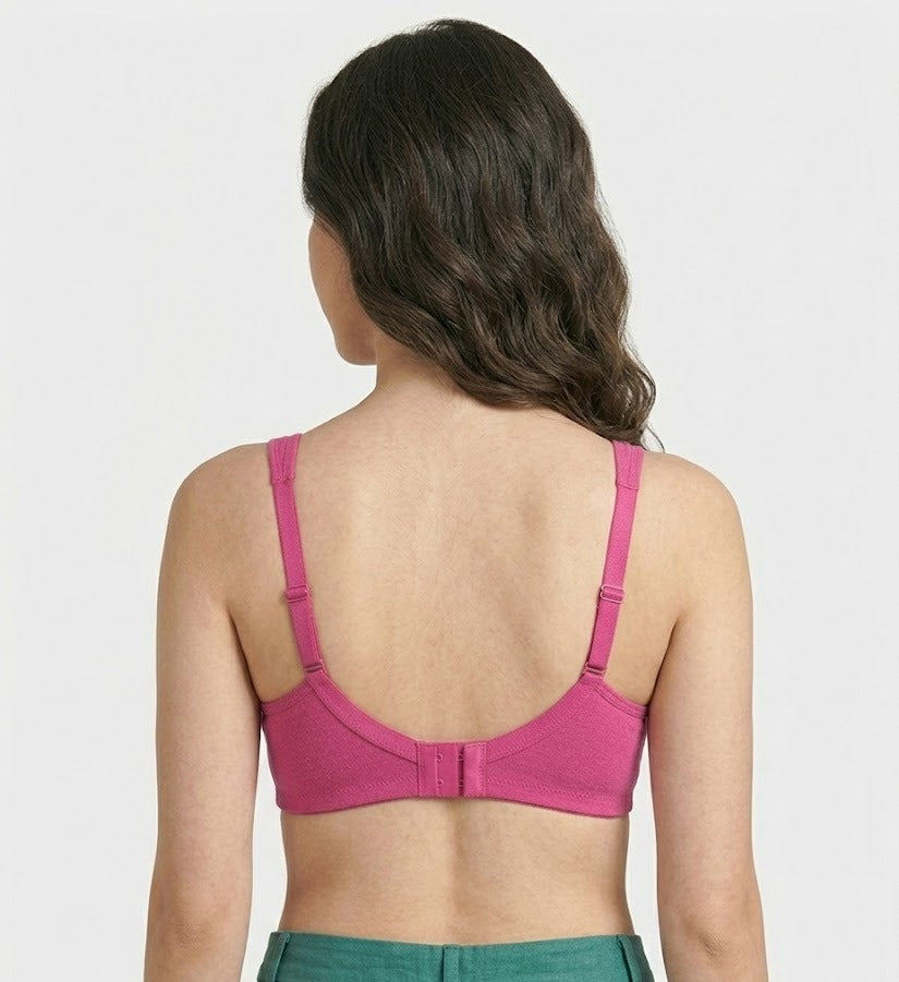 Comfort Lady Cotton Wire Free Women's Non-Padded Full Coverage Bra|Label Free All Day Comfort Bra  - BABY PINK