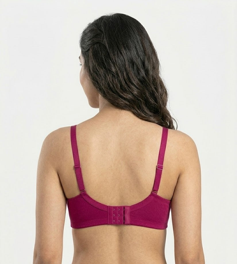 Comfort Lady CL-922 Women Padded Wirefree Bra High Coverage Daily Wear - FUSCHIA