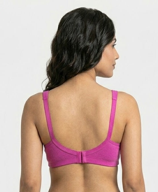 Comfort Lady Cotton Wire Free Women's Non-Padded Secret Support Bra - FUSCHIA