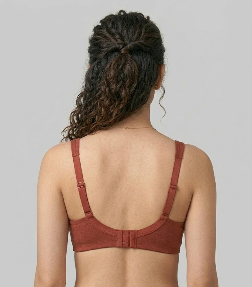 Comfort Lady Cotton Wire Free Women's Non-Padded Secret Support Bra - RED LOVE