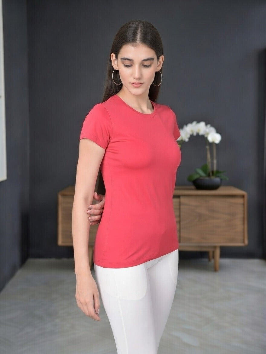 Comfort Lady Regular Fit Plain Half Sleeve T Shirt