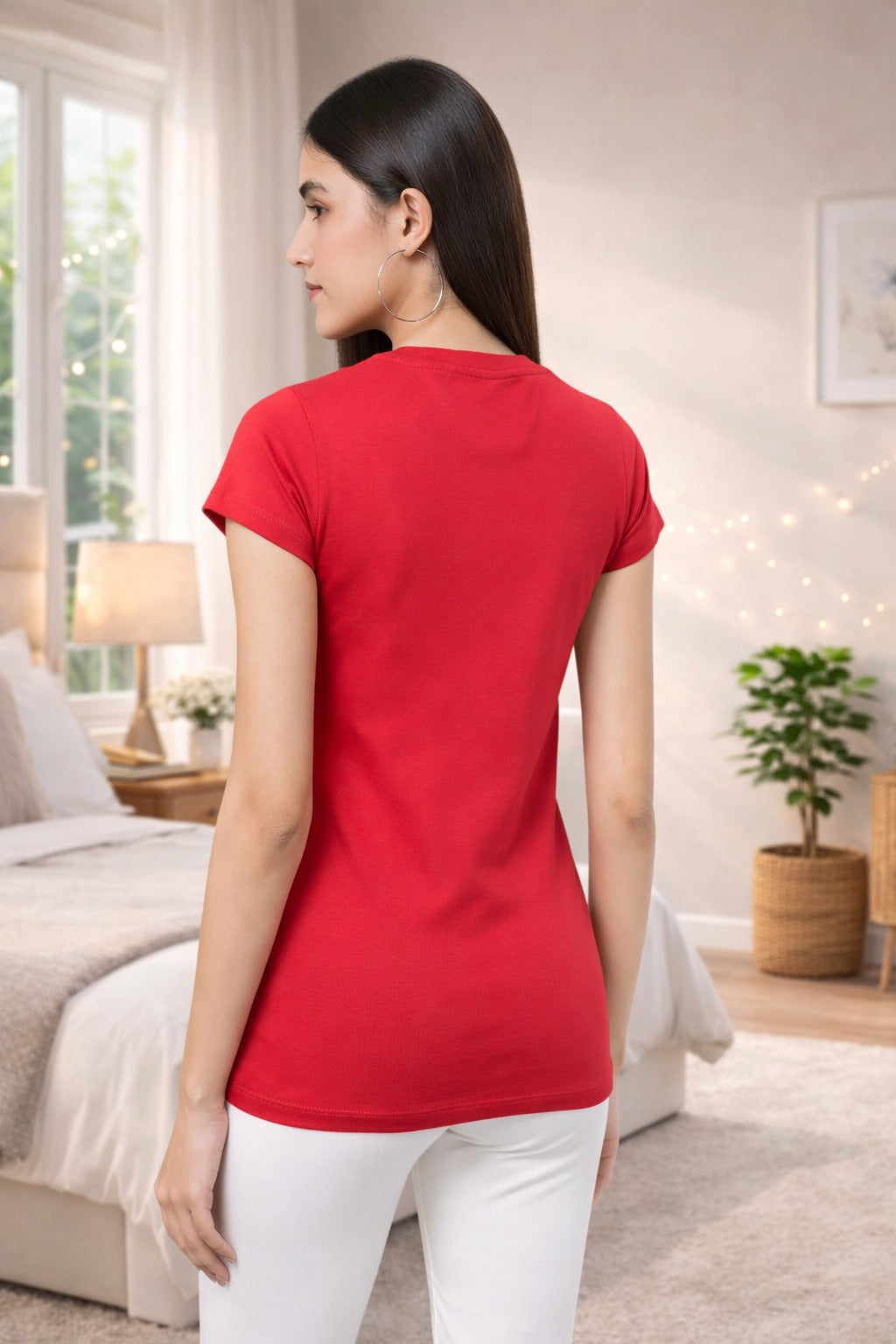 Comfort Lady Regular Fit Plain Half Sleeve T Shirt
