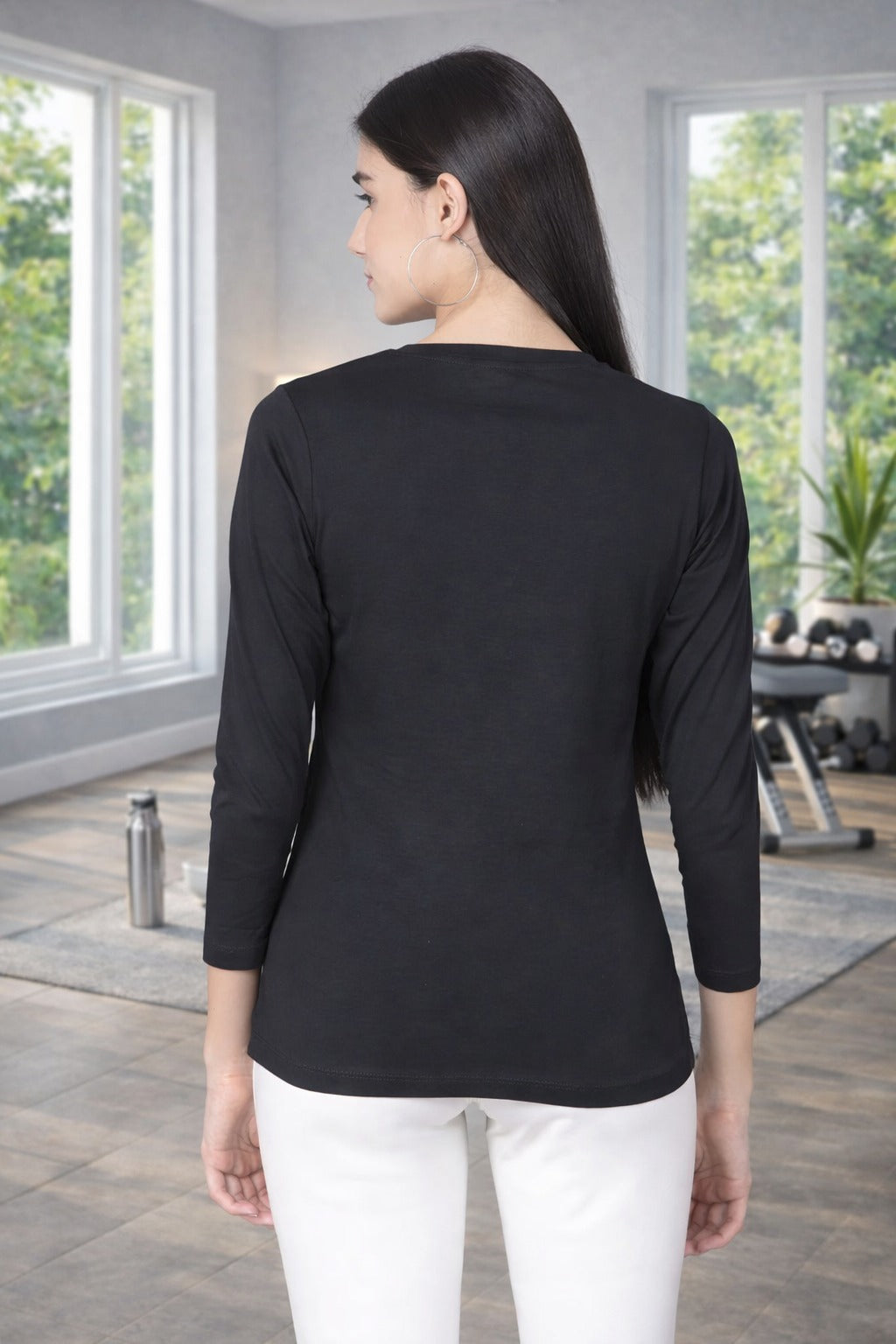 Comfort Lady Regular Fit Round Neck Plain Full Sleeve T-Shirt