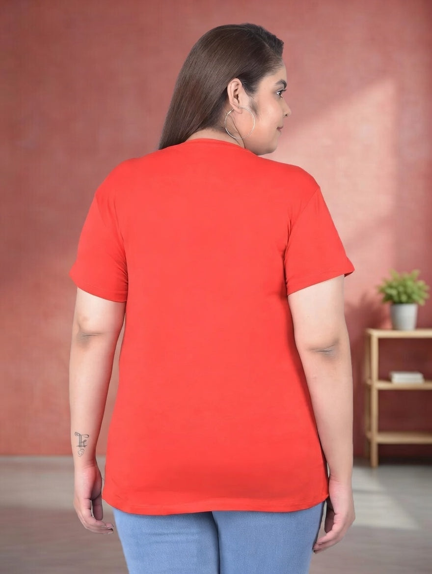 Comfort Lady Regular Fit Plain Half Sleeve plus Size T Shirt