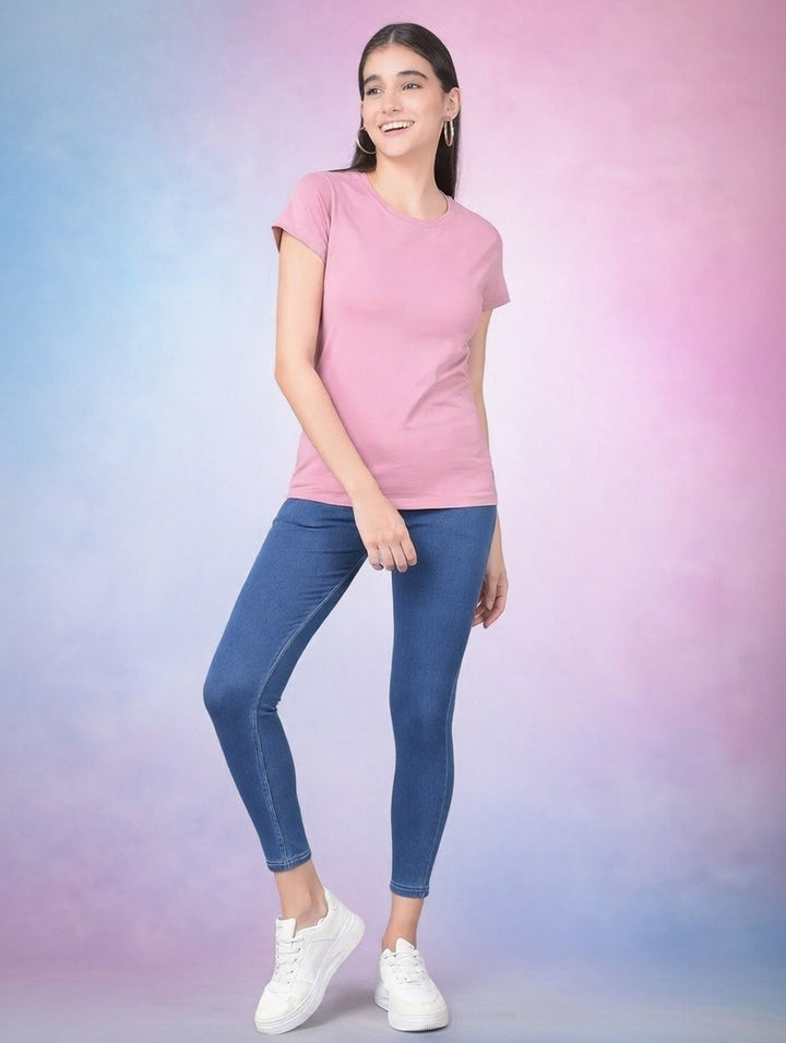 Comfort Lady Regular Fit Plain Half Sleeve T Shirt