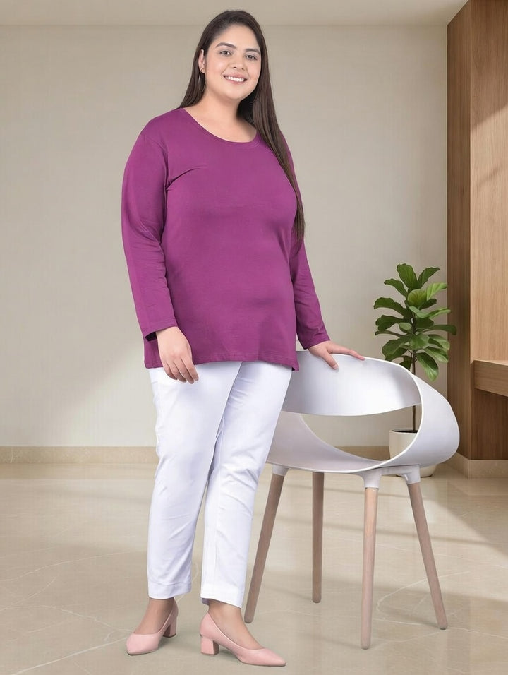 Comfort Lady Women Regular Fit White Cotton Blend Pencil Pant Plus size