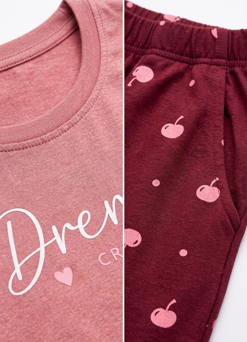 Loungewear Round Neck Printed T-Shirt with Pyjama
