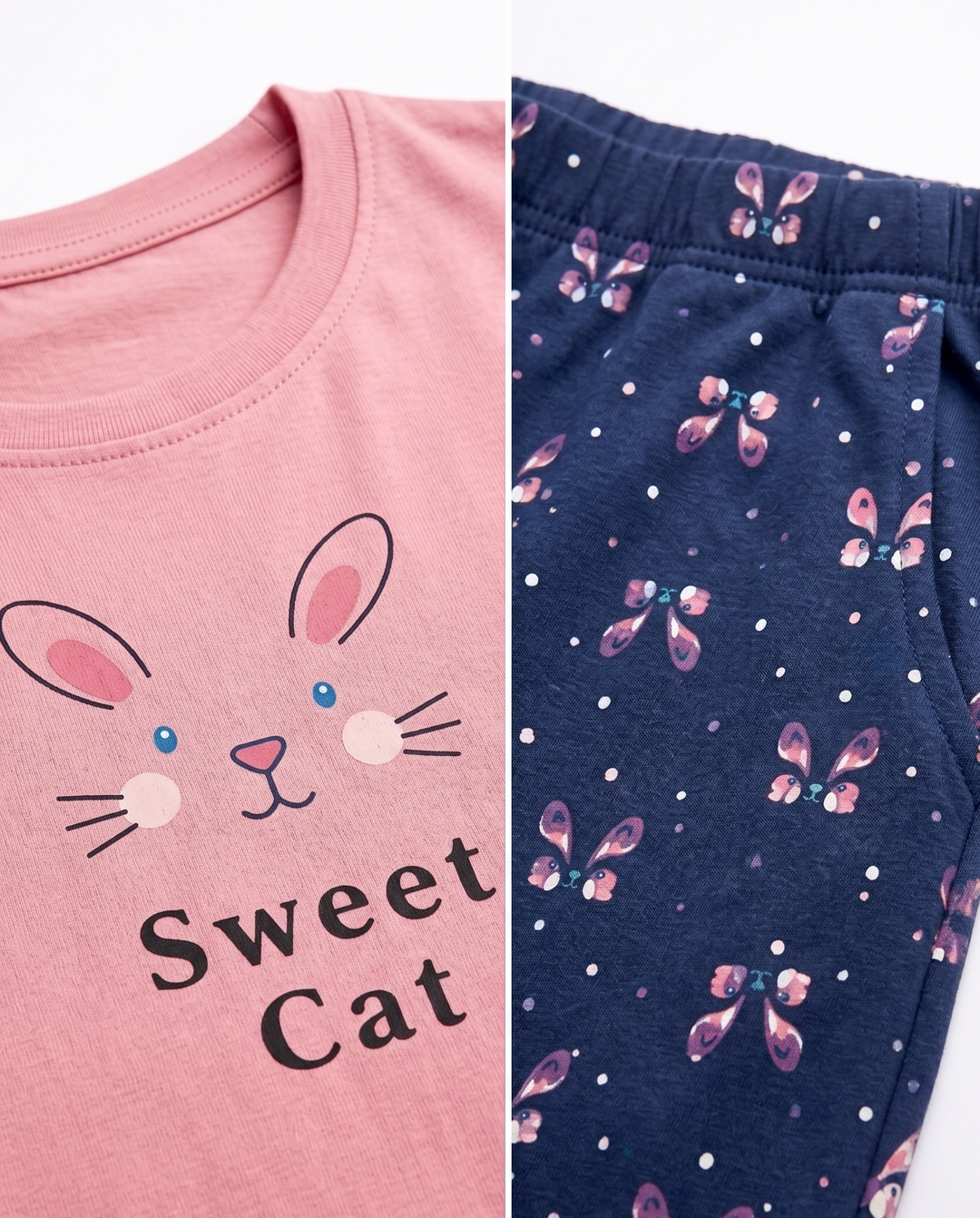 Loungewear Round Neck Printed T-Shirt with Pyjama