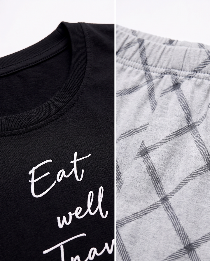 Loungewear Round Neck Printed T-Shirt with Pyjama