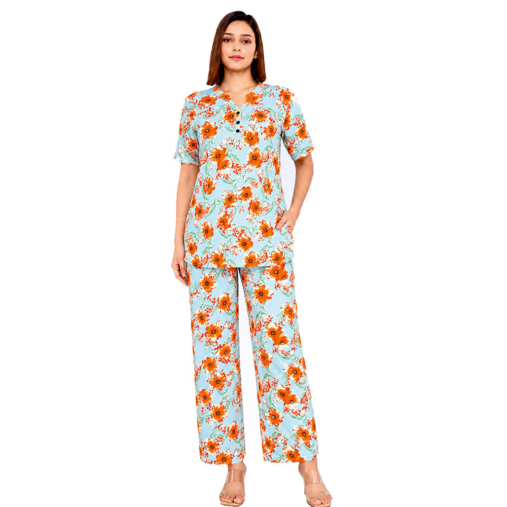 COMFORT LADY CO ORD SET WOMEN | PRINTED LOUNGE WEAR TWO PIECE OUTFIT | AIRPORT LOOK & TRAVEL WEAR