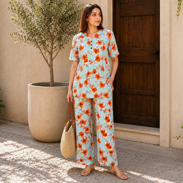 COMFORT LADY CO ORD SET WOMEN | PRINTED LOUNGE WEAR TWO PIECE OUTFIT | AIRPORT LOOK & TRAVEL WEAR