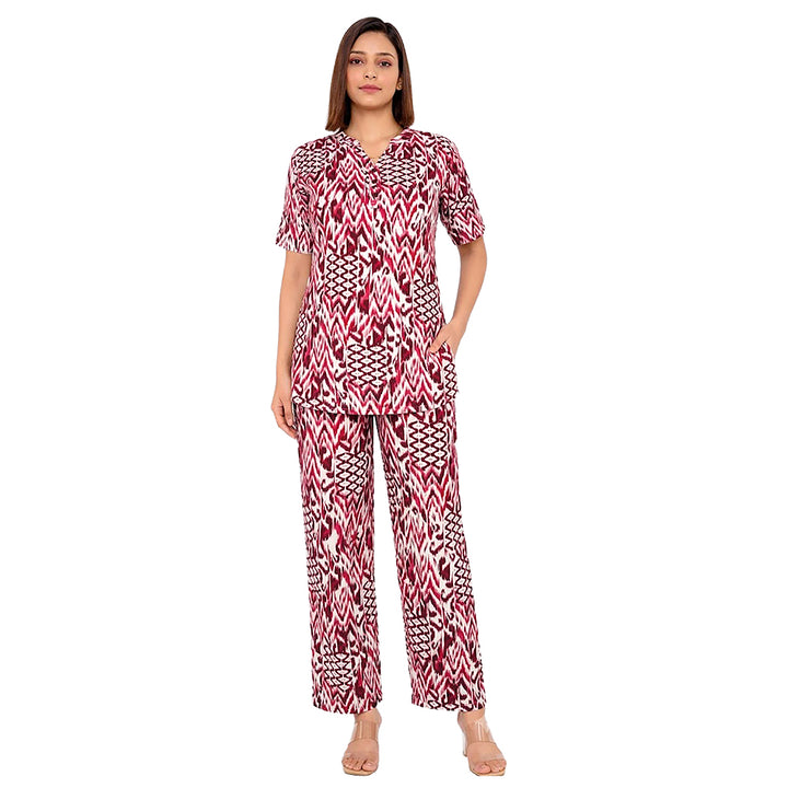 COMFORT LADY CO ORD SET WOMEN | PRINTED LOUNGE WEAR TWO PIECE OUTFIT | AIRPORT LOOK & TRAVEL WEAR