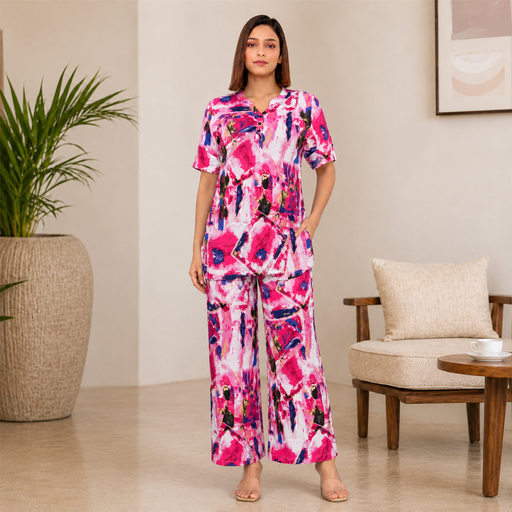 COMFORT LADY CO ORD SET WOMEN | PRINTED LOUNGE WEAR TWO PIECE OUTFIT | AIRPORT LOOK & TRAVEL WEAR
