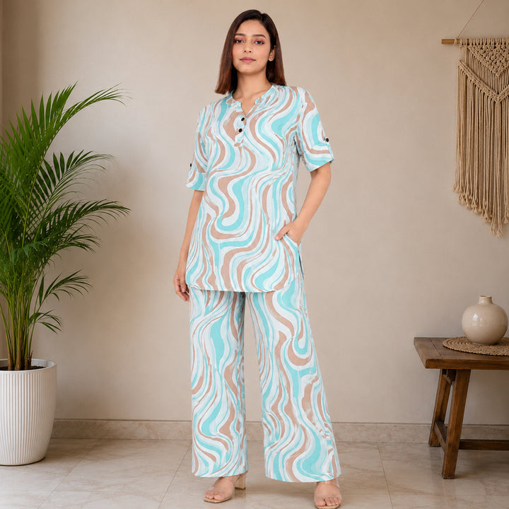 COMFORT LADY CO ORD SET WOMEN | PRINTED LOUNGE WEAR TWO PIECE OUTFIT | AIRPORT LOOK & TRAVEL WEAR