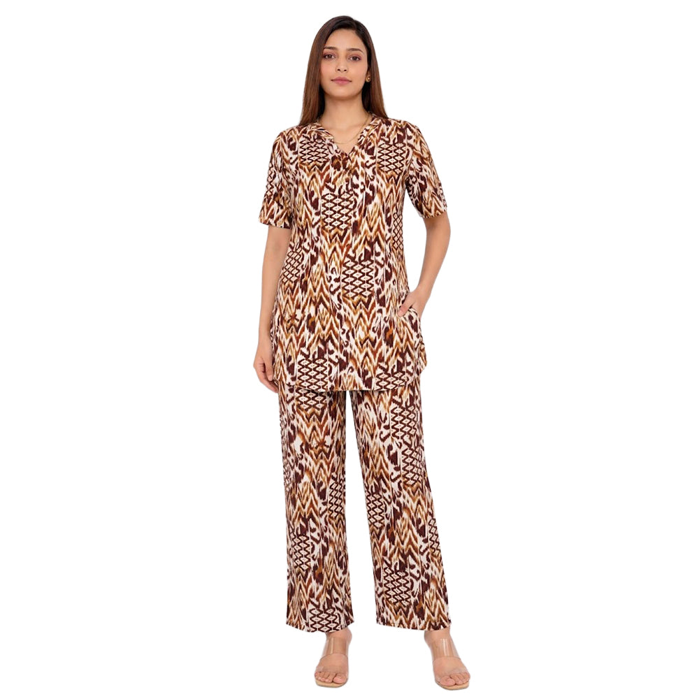 COMFORT LADY CO ORD SET WOMEN | PRINTED LOUNGE WEAR TWO PIECE OUTFIT | AIRPORT LOOK & TRAVEL WEAR