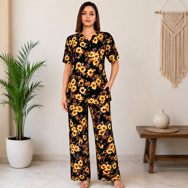 COMFORT LADY CO ORD SET WOMEN | PRINTED LOUNGE WEAR TWO PIECE OUTFIT | AIRPORT LOOK & TRAVEL WEAR